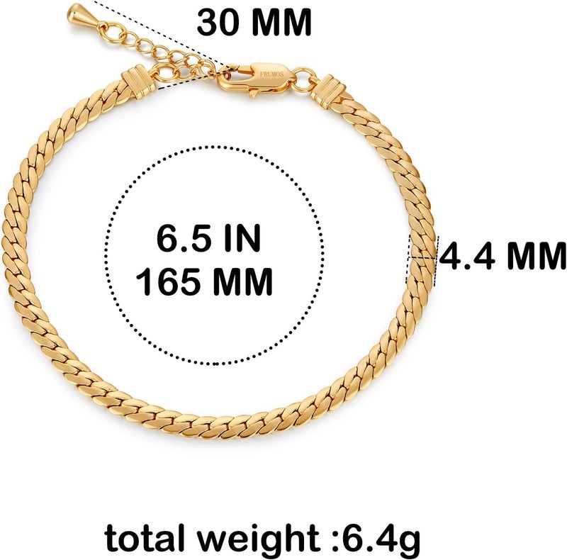 FRUMOS Dainty Layering Bracelets for Women 18 k Gold Plated Fashion Adjustable Chunky Cuban Paperclip Link Chain Bracelets Jewelry for Women Gift - Image 2